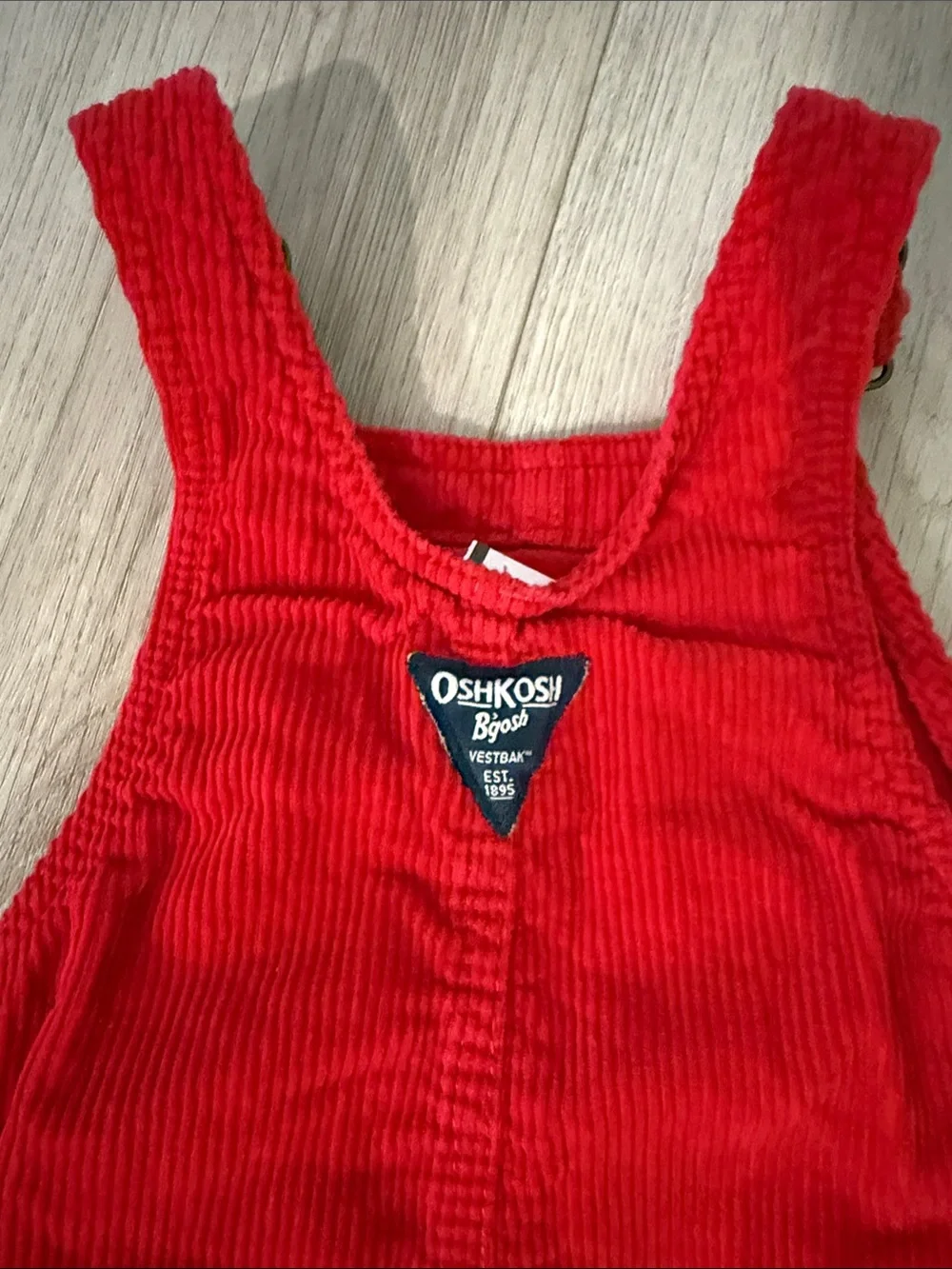 OshKosh B'gosh Red Corduroy Overalls 18M Vintage Style Toddler